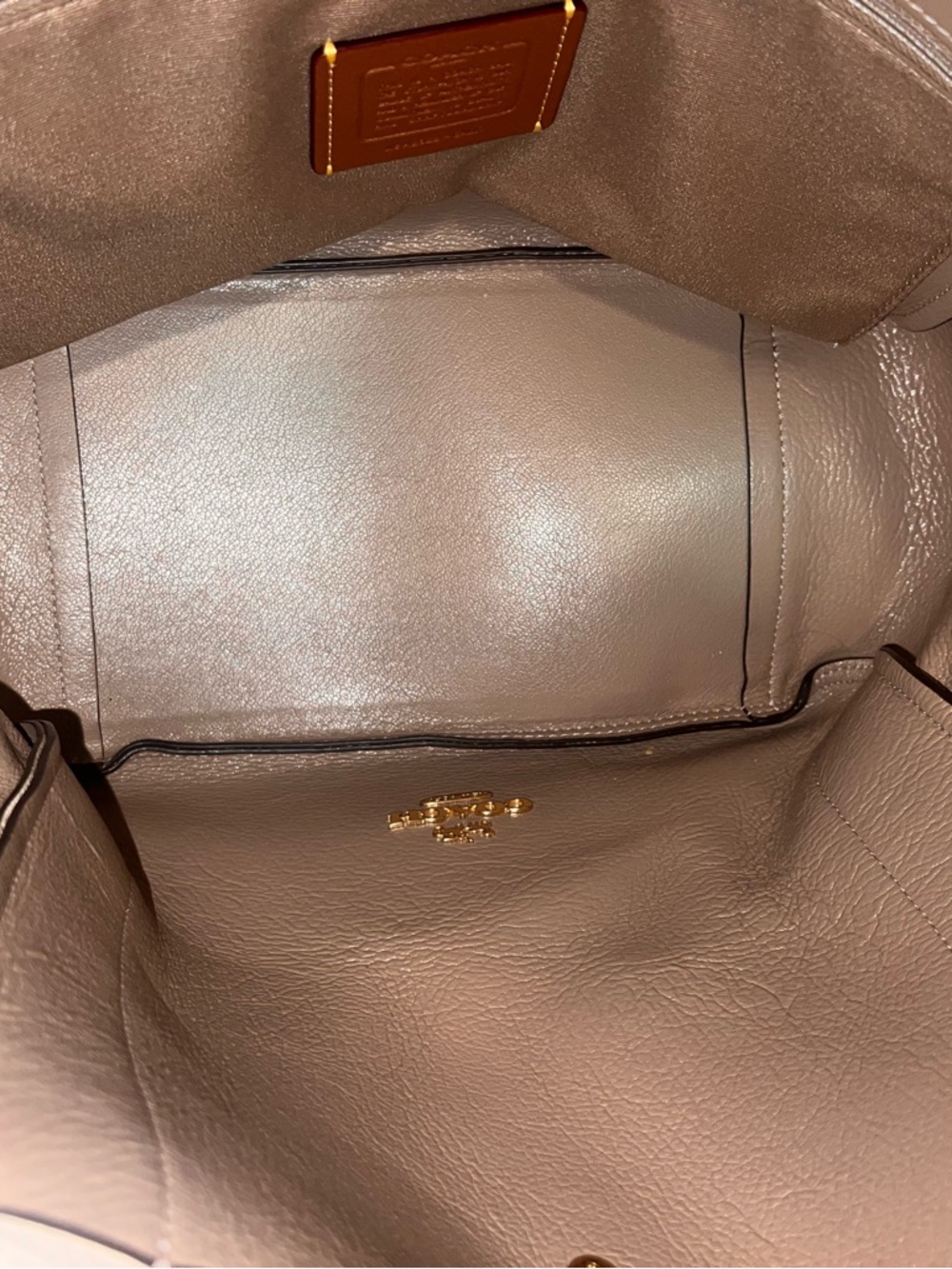 Coach Hadley Turnlock Pebbled Leather Tote Bag in Cream/Chalk| Everyday Work Bag - Picture 5 of 15